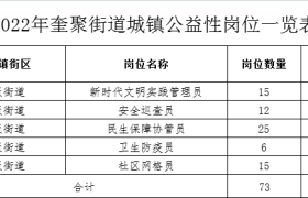 昌邑市奎聚街道2022年度公开安置城镇公益性岗位人员公告