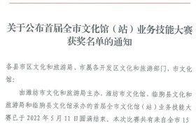 昌邑市文化馆在首届潍坊文化馆站业务技能大赛中获大奖